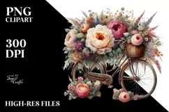 Vintage Dirty Bicycle with Flowers PNG Product Image 3