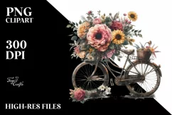 Vintage Dirty Bicycle with Flowers PNG Product Image 3