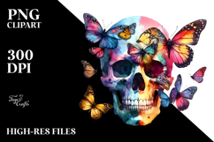 Colorful Skull with Butterfly PNG Product Image 2