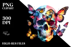 Colorful Skull with Butterfly PNG Product Image 2
