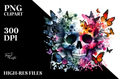 Colorful Skull Half Spring Flowers, High-Res PNG Product Image 2