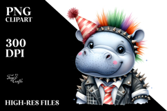 Cute Baby Hippo with Party Hat PNG Product Image 2