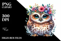 Cute Baby Owl Sitting PNG Product Image 1