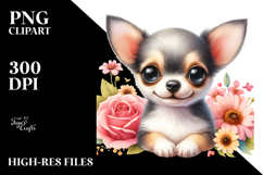 Baby Chihuahua with Big Eyes, Watercolor PNG Product Image 2