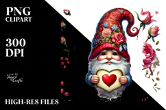 Valentines Gnome Roses Victory PNG Product Image 2