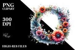 Watercolor Floral Wreath, Vibrant Abstract | Sublimation | Product Image 1