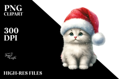 Cute Cat Wearing Santa Hat PNG Product Image 2