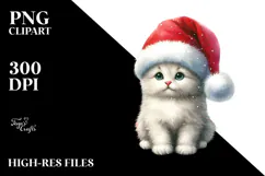 Cute Cat Wearing Santa Hat PNG Product Image 2