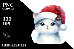 Cute Cat Wearing Santa Hat PNG Product Image 2
