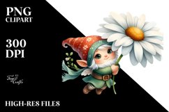 Floating Gnome with Daisy PNG Product Image 2