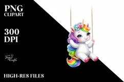 Colorful Pastel Unicorn Swing, PNG Product Image 1
