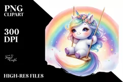 Colorful Pastel Unicorn Swing, PNG Product Image 3