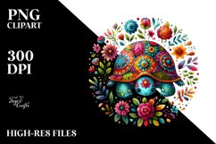 Colorful Turtle Floral Watercolor Product Image 1