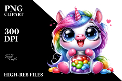 Vibrant Watercolor Goofy Baby Unicorn PNG Product Image 2