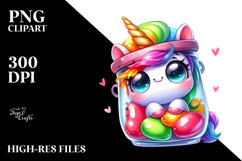 Vibrant Watercolor Goofy Baby Unicorn PNG Product Image 2