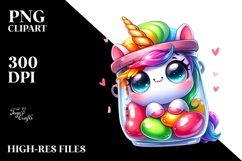 Goofy Baby Unicorn with Jellybean Jar PNG Product Image 2