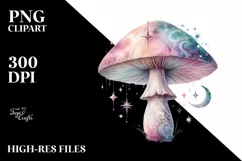 Mystical Celestial Mushroom Watercolor Splash PNG Product Image 3
