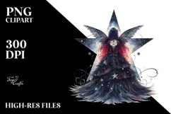 Creative Gothic Fairy on Star, PNG Product Image 2