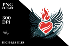 Heart with Wings and Fire PNG Product Image 2