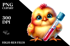Baby Chicken with Test Tube, Vibrant Watercolor PNG Product Image 2