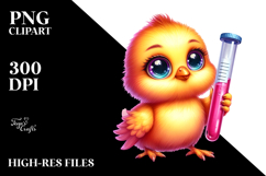 Baby Chicken with Test Tube, Vibrant Watercolor PNG Product Image 2