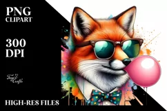 Quirky Fox Sunglasses Chewing Gum Clipart Product Image 3
