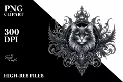 Detailed Gothic Cat Sticker Sublimation Clipart Product Image 1