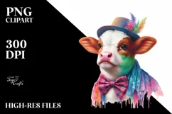 Colorful Baby Cow on Broadway Stage PNG Product Image 3