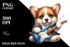 Rock Star Pembroke Welsh Corgi | Sublimation | Clipart Product Image 1