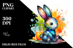 Colorful Bunny on Splashy Background, PNG Product Image 2