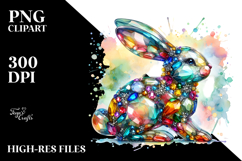 Colorful Bunny on Splashy Background, PNG Product Image 2