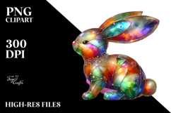 Colorful Bunny on Splashy Background, PNG Product Image 2