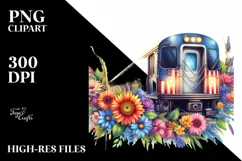 Vintage Train USA Flag | Sublimation Clipart Product Image 1