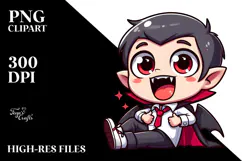 Silly Cartoon Vampire with Wide Anime Eyes, PNG Product Image 2