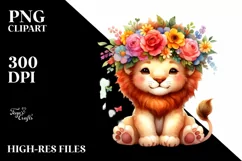 Cute Cartoon Style Watercolor Lion Flower Crown Product Image 1