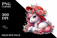 Cute Baby Unicorn with Red Hat | Sublimation | Clipart Product Image 3