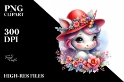Baby Unicorn with Red Hat | Sublimation | Clipart Product Image 3