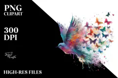 Colorful Bird Half Spring Flowers, High-Res PNG Product Image 2