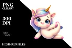 Cute Unicorn Yoga Instructor Watercolor Clipart Product Image 1