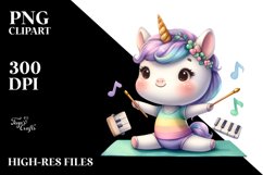 Cute Unicorn Yoga Instructor Watercolor Clipart Product Image 3