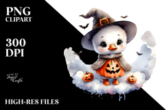 Cute Baby Swan Halloween Washed Watercolor PNG Product Image 2