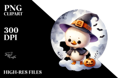 Cute Baby Swan Halloween Washed Watercolor PNG Product Image 2