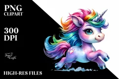 Cute Baby Unicorn Running PNG Product Image 3