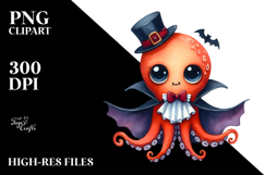 Whimsical Octopus Vampire Watercolor Product Image 2