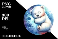 Colorful Baby Polar Bear on the Moon | Clipart Product Image 3