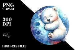 Colorful Baby Polar Bear on the Moon | Clipart Product Image 3