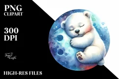 Colorful Baby Polar Bear on the Moon | Clipart Product Image 3