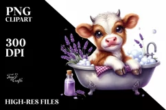 Cute Highland Cow in Bath Tub Clipart, High-Quality PNG Product Image 3
