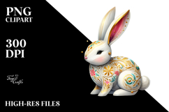 Colorful Wooden Bunny PNG Product Image 2