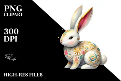 Colorful Wooden Bunny PNG Product Image 2